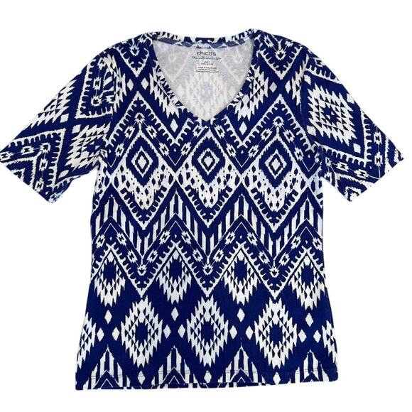 Chico’s The Ultimate Tee Size Small Blue White Cotton Bundle - Picture 2 of 7
